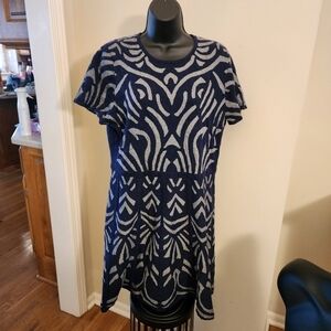 U4 - Beige by eci Navy and Gray Knit Dress XL